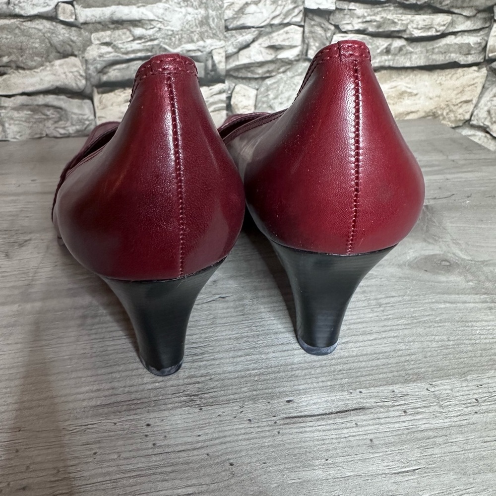 Y2K Jennifer Moore Women's Red Leather Loafers - Picture 4 of 7
